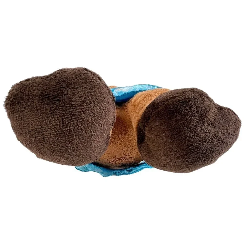 Build a Bear Holly‎ Moose Plush Blue Dress Stuffed Animal Red Bow 16” Brown BABW